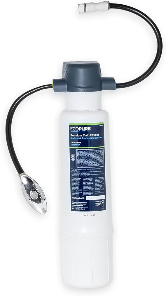EcoPure EPWPFF Water Filter, Direct Connect to Kitchen & Bathroom Faucet