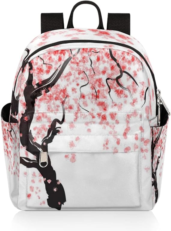 Japanese Cherry Blossom Mini Backpack Purse for Women, Lightweight Small Backpack Casual Travel Daypack for Girls Children Teens Adult School Bag