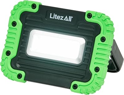 LitezAll 1000 Lumen Compact Kickstand Work Light, Ultra Bright LED Utility Light with Adjustable Stand for Garage, Job Site, Emergency, or DIY Use – Battery Operated and Portable
