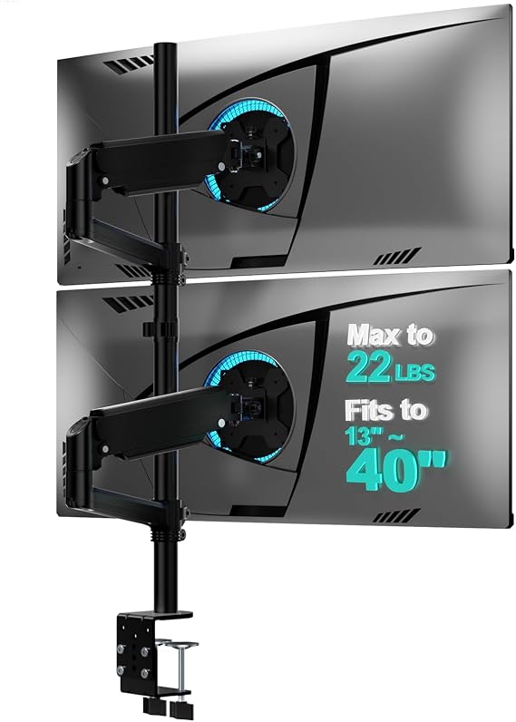 WALI Vertical Dual Monitor Mount for 13-40 inch Curved Screens, up to 22lbs