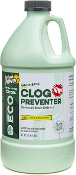Instant Power Eco Clog Preventer - Enzyme Drain Cleaner Liquid and Deodorizer for Sink, Shower, Toilet, Garbage Disposal Cleaner, Bio-Based Drain Defense, Smell Remover and Odor Eliminator - 2 Liters