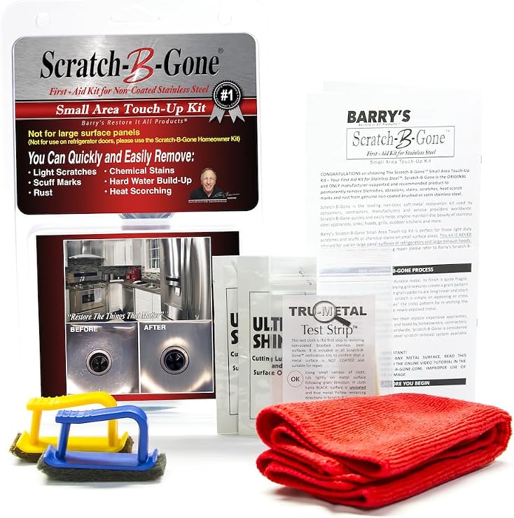 Barry's Restore It All Products - Scratch-B-Gone Small Area Touch-Up Kit | The #1 Selling kit Used to Remove Scratches, Rust, Discoloration and More from Non-Coated Stainless Steel!