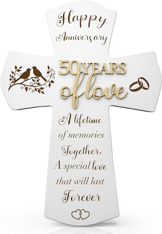 50th Anniversary Wedding Gifts for Wife Husband, Religious Cross Gifts for Women Men,50 Year Romantic Anniversary Marriage Gift for Her,Him,Couple,Parents,Friends,Wedding Anniversary Decorations