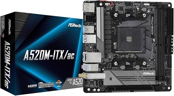 ASRock A520M-ITX/AC Supports 3rd Gen AMD AM4 RyzenTM / Future AMD RyzenTM Processors (3000 and 4000 Series Processors) Mini ITX Motherboard
