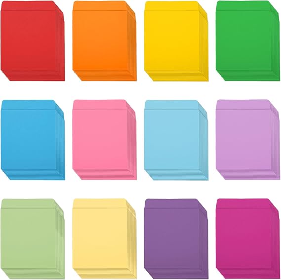 120 Pieces 12 Color Library Card Pockets with 120PCS Removable Adhesive Dot | Library Card Envelopes for School Office Public Library Books