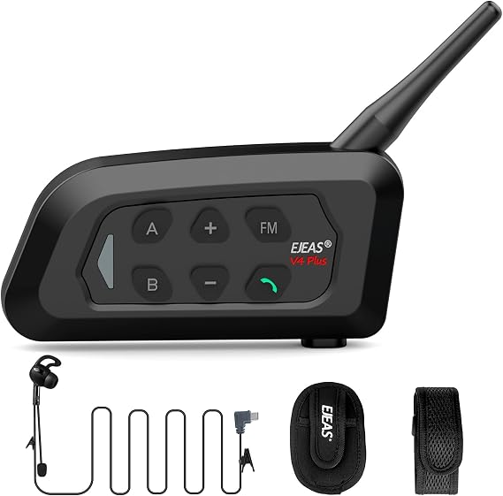 EJEAS V4C Plus Professional Referee Intercom, Bluetooth 5.1 Referee Communication System with FM Radio Function for Football and Handball Sports, Support 2 to 4 People Group Talking (1 Pack)