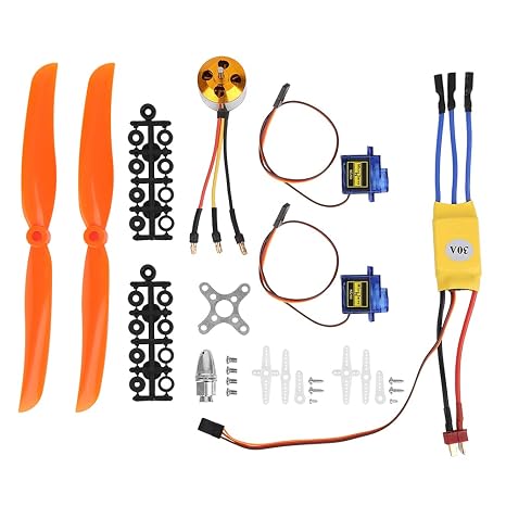 RC Plane Motor Kit, RC A2212 1400KV Brushless Motor, 30A ESC SG90 9G Micro Servo 8060 Propeller Accessory Kit for RC Fixed Wing Plane Helicopter