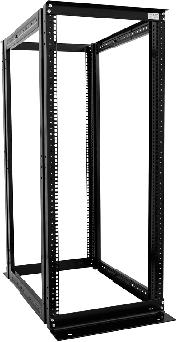 27U 4 Post Open Frame Server Rack Enclosure 19inch Adjustable Depth