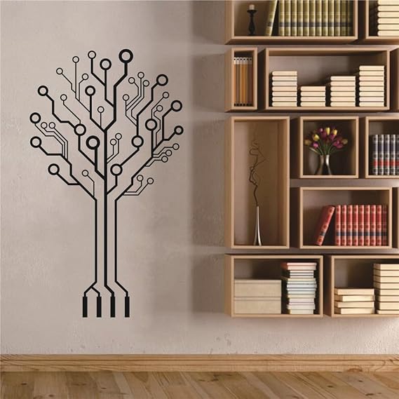 Circuit Board Tree Wall Decal, Technology Art Office Vinyl Wall Art TM-127