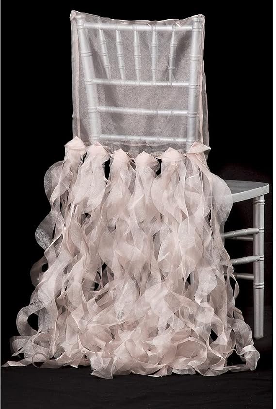 CVL Curly Willow Chiavari Chair Back Slip Cover Edge: Serged; fit with Back Rest no Larger Than 15 Wide - Blush/Rose Gold
