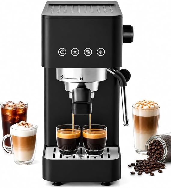 AAOBOSI AOBOSI Espresso Machine 20 Bar, Cafe-Style Cappuccino & Latte Maker with Powerful Steam Wand, 30s Fast Heating, Compact Design for Small Kitchens