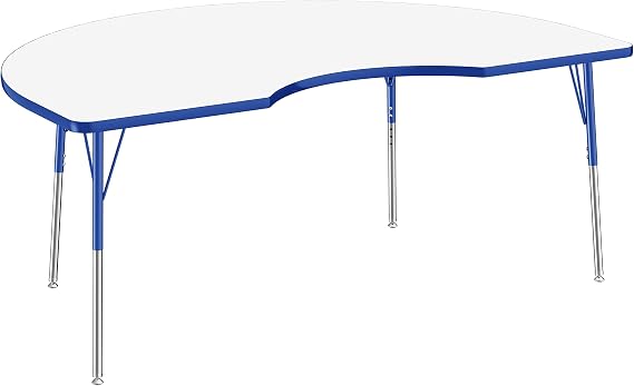 FDP 48" x 72" Kidney Dry-Erase Table w/Swivel Glide Legs - Blue