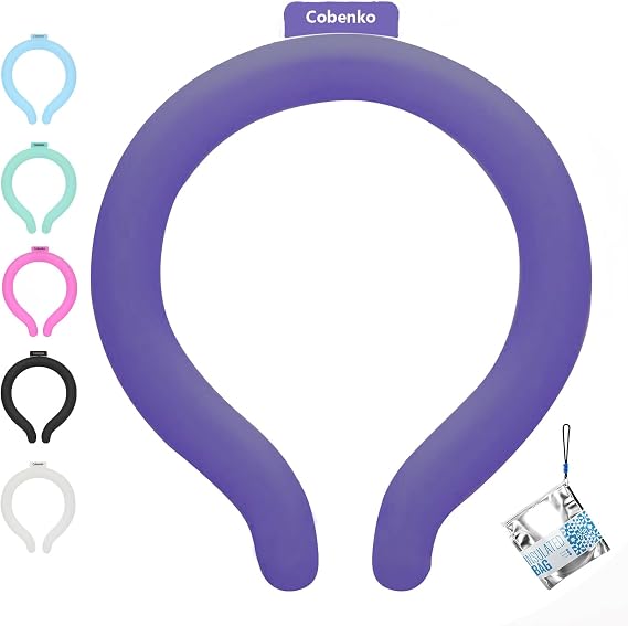 Neck Cooling Tube with Cold Insulated Bag,Reusable 18C/64F Ice Neck Ring Wearable Body Cooling Products for Summer (Navy)