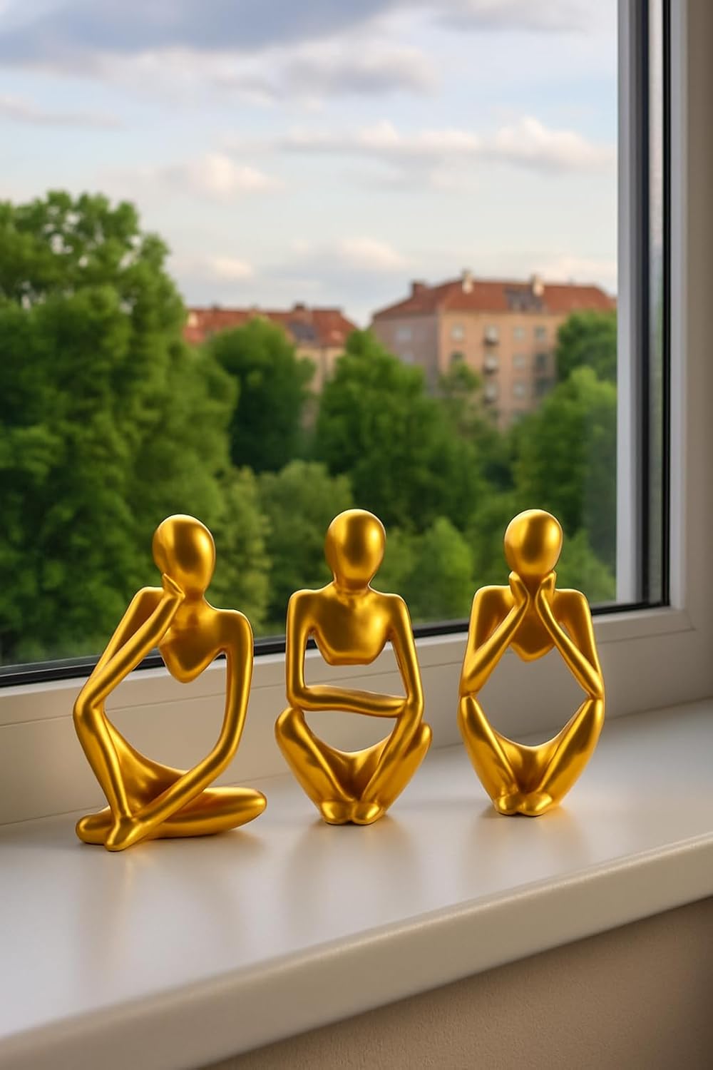 Ev & Ofis Dekoru – Gold 3’lü İnsan Figürü Seti | El Yapımı Minimalist Heykel Takımı