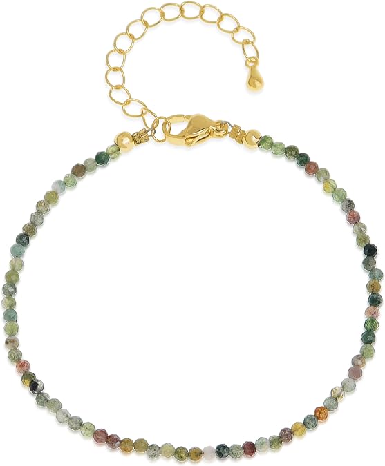 Handmade Gemstone Beaded Strand Bracelets for Women Dainty Adjustable Charm String Braided Boho Seed Beads Friendship Bracelets Fashion Jewelry Gift.