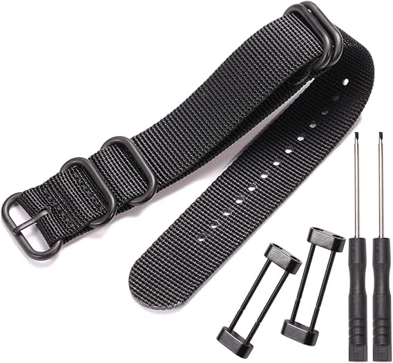 Nylon Replacement Strap Compatible with Suunto core all black military nylon band 24mm nylon watch band wrist strap for men
