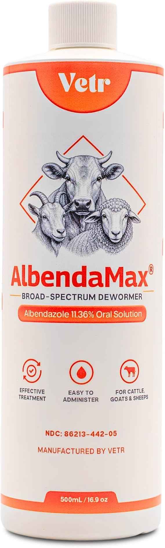 vetr AlbendaMax Oral Suspension, Liquid for Cattle, Sheep & Goats 500 mL