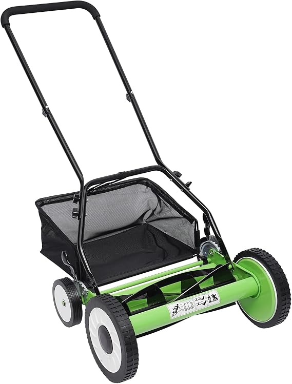 Manual Reel Lawn Mower,Lawn Mower,Reel Moweradjustable Cutting,Handle Height Grass Cutter with Grass Catcher,Reel Mower,for Villa Yards,Park Greening, Factory Greening, Meadow Forest Garden