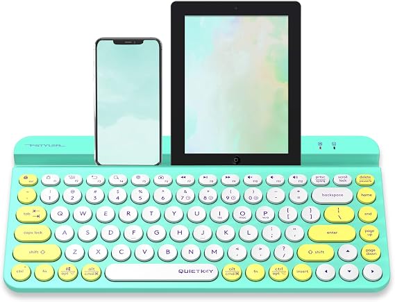 Bloody FBK30 Multi-Device QuietKey Wireless Keyboard, 2.4G and Bluetooth Dual Mode, Up to 4 Devices, Portable with Integrated Stand for Mac iOS Windows Android (Avocado)