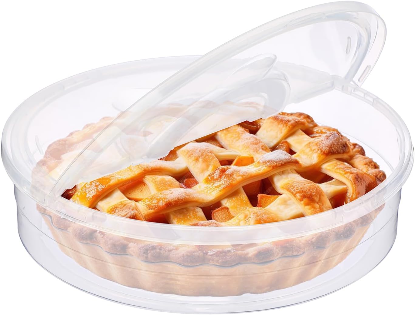12 inch Round Pizza Keeper, Food Storage Container with Lid and Handle, Pizza Dough Tray Fits 2-4 Dough Balls, Clear Plastic Food Storage Carrier for Cheese Cake Cupcakes Pies Pastries Fruit
