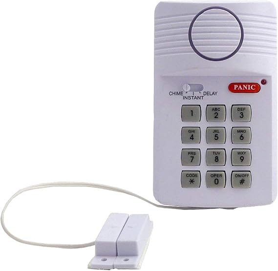 Wireless Home Security Burglar Alarm Garage Shed Caravan Defender with Keypad, Fit for Door Window, Powered by 3 x AA Battery (Not Included)