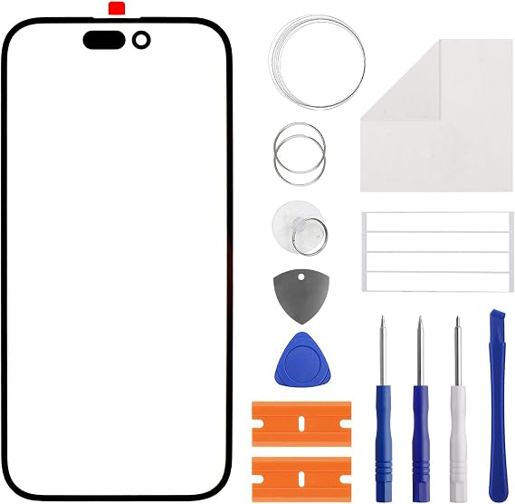 New Duotipa Front Glass Panel Replacement for iPhone 14 Pro with Specialized Repair Tools Kit.(No LCD Touch & Digitizer)-6.1''