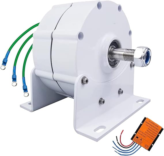 10000w/12000w Low RPM Permanent Magnet Generator, 3 Phase Gearless Permanent Magnet Generator Ac Alternator Water Wind Turbine Generator with Controller,12V-10000W