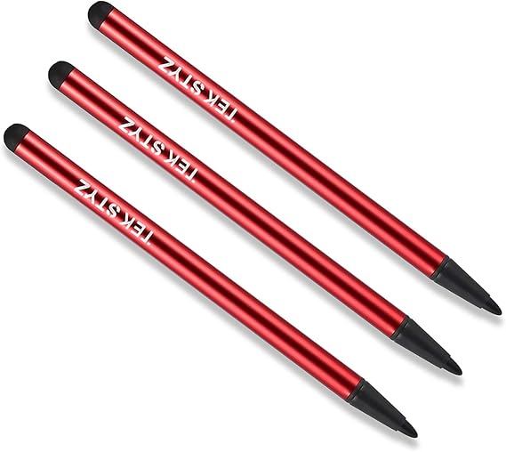 Pro Capacitive Resistive Stylus Universal 2 in 1 Compatible with Samsung Galaxy S22/S21/Ultra/S21+/Fe 5G/ inch High Sensitivity & Precision Full Size 3 Pack! (RED)