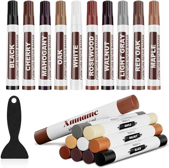 Wood Filler Sticks 20 Colors Wood Wax Crayons for Scratches, Crack, Scuffs on Wooden Funiture, Furniture Markers Touch Up Repair Furniture, Floors, Doors, Cabinets, Tables