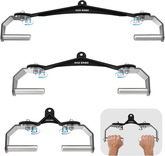 HXD-ERGO 360 Rotating LAT Pull Down Bar Set, LAT Pulldown Attachments with 16 Lockable Angles, 3 Grip Widths Cable Machine Attachment for Full Body Workout, Home Gym Equipment