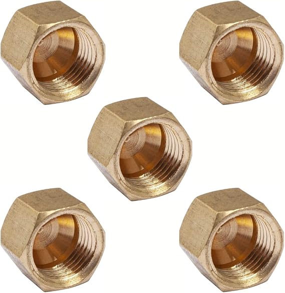 Ironwerks 1/4" OD Brass Compression Cap Fitting, Stop Valve Cap, Lead-Free To Close Off Unused Pipe - 5 Pack