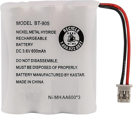 Uniden BT-905 Replacement Rechargeable Battery for Many Uniden Phone Systems and Cordless Handsets, Nickel Metal Hydride Rechargeable Battery, DC 3.6V 600mAh