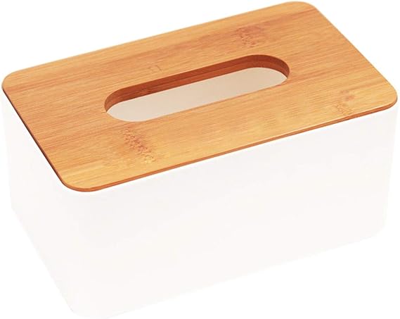 Cicilin Wooden Tissue Box Modern Look Paper Holder Boxes for Bathroom Dining Table Bedroom Storage Organizer Napkin Box Tissue Paper Holder Box Cover Case Napkin Holder (Rectangle)