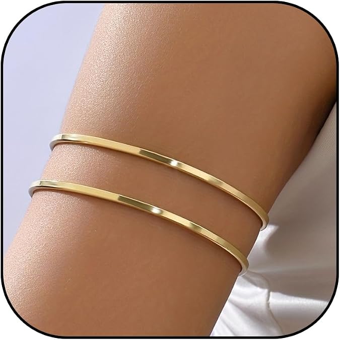 Minimalist Gold Arm Cuff Bracelet for Women - Dainty Layered Armlet