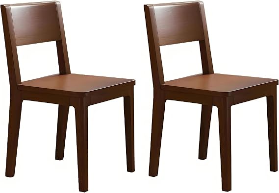 Dining Chairs Set of 2 - Wooden Kitchen & Dining Room Chairs mid Century Modern with Back Support Solid Wood Legs (2, Walnut Color)