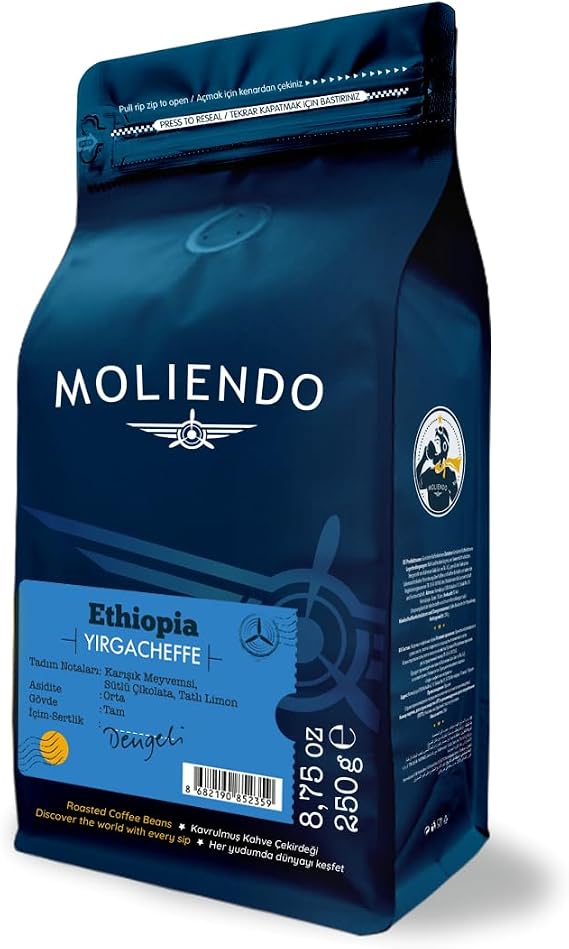 Moliendo Finest Coffee Ethiopia Yirgacheffe Yöresel Kahve (Çekirdek) 250 g