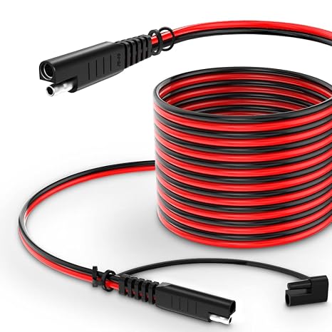 ELECTOP 15ft SAE Power Extension Cable with Quick Connect/Disconnect, 14AWG, Dust Cap for Automotive, RV, Motorcycle, Solar Panel, Battery Charging