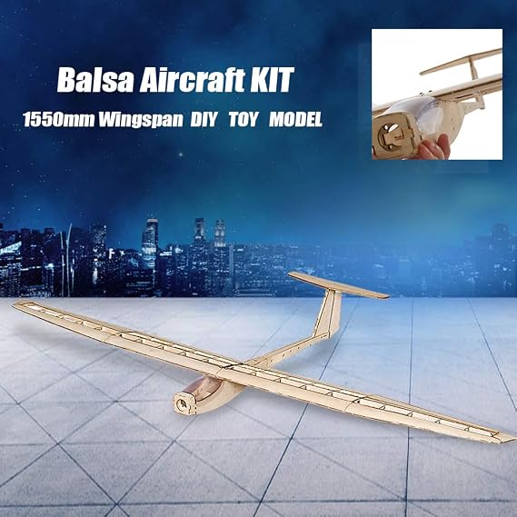 HUIOP Mini Fixed-Wing, Dancing Hobby Balsa RC Airplane Glider 1550mm pan Aircraft DIY KIT