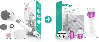 VOYOR Electric Body Brush Back Scrubber for Shower - Electric Razors for Women 4 in 1 Bikini Trimmer, Foil Shaver for Women Beauty Products Set