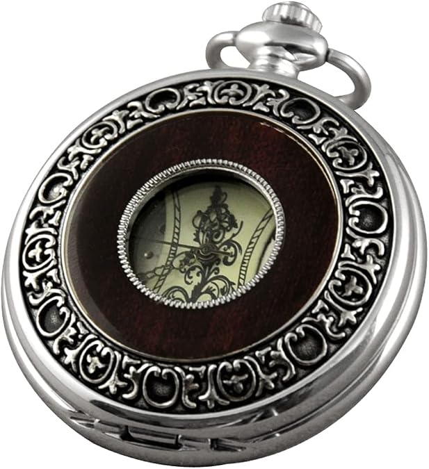 VIGOROSO Mechanical Pocket Watches for Men Vintage Pocket Watch with Chain | Retro Roman No. half hunter skeleton mechanical pocket watch with chain, Hand wind up pocketwatch,Antique gifts for men women
