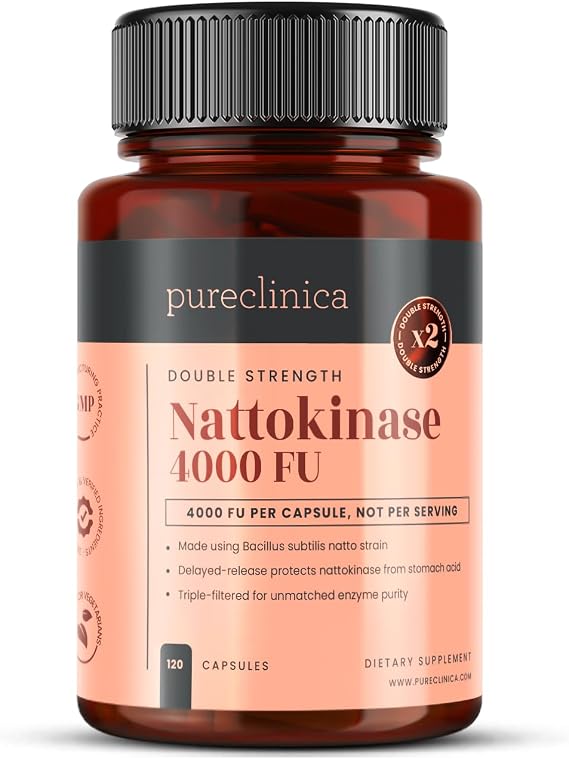 Nattokinase 4,000 FU per Capsule 120 Vegan Capsules High Potency Delayed-Release Non-GMO Soy-Derived Clean Label 4 Month Supply Pure Enzyme from Bacillus subtilis Natto