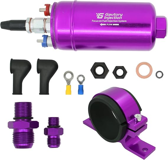 044 External Inline Fuel Pump Kit 300LPH High Flow Universal Purple