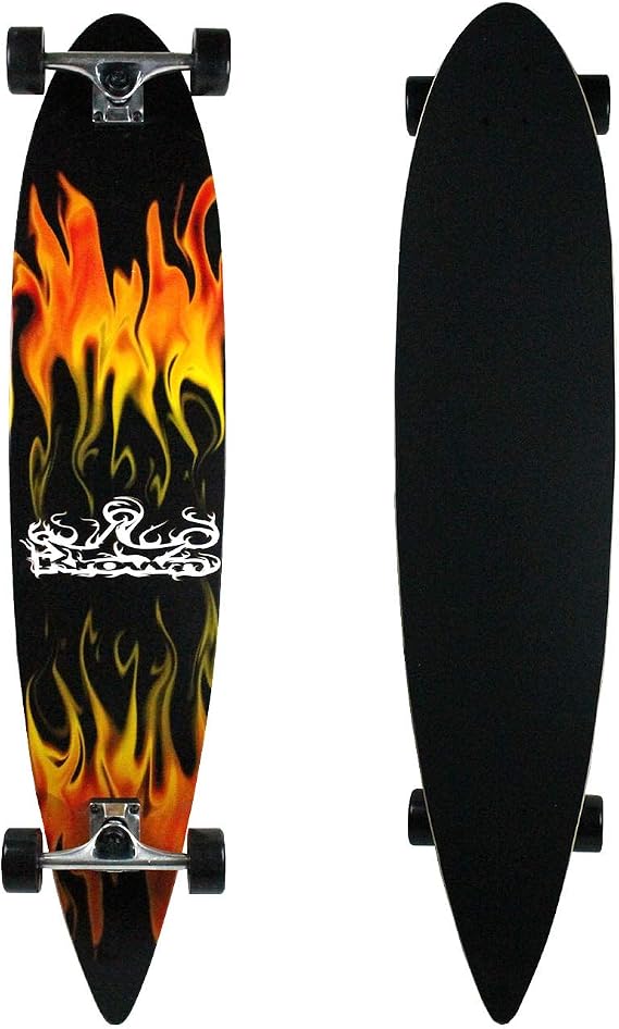 KROWN Longboards RED Flame Complete Longboard Pintail
