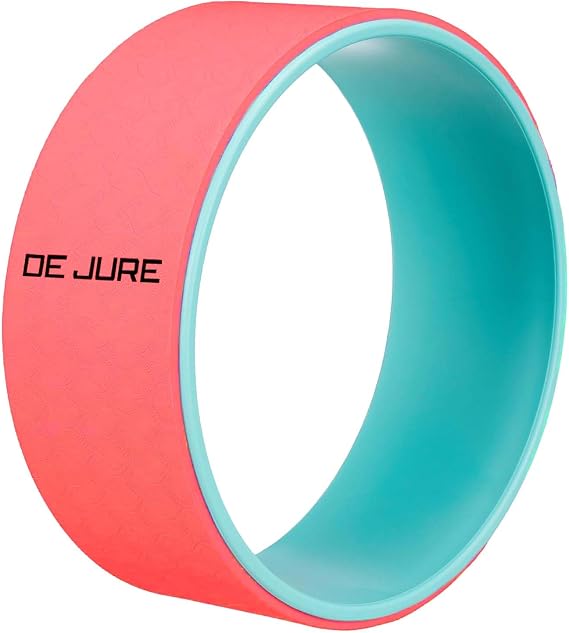 De Jure Fitness Yoga Wheel | Ideal for Stretching, Backbends, Exercise, Deep Tissue Massage & Back Pain Relief | Dharma Yoga Prop Wheel with Ultimate Comfort (Red-Green)