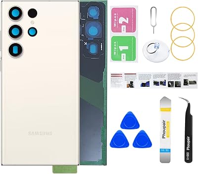 Back Glass Replacement for Samsung Galaxy S23 Ultra with Professional Repair Tool Kit Cream
