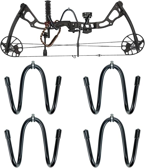Kesywale Bow Hanger Wall Mount Adjustable Bows Holder Storage Wall Rack to Display Your Bow, Pack of 4 (4)
