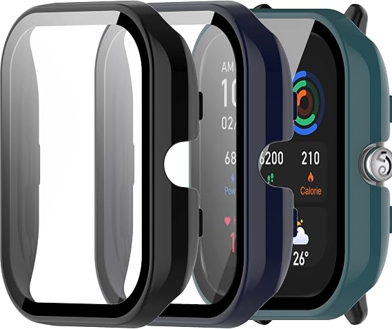 Protective Case Compatible with Amazfit GTS 4 Mini Screen Protector,All-Around Case Hard PC Anti-Scratch Bumper Full Cover Shell Smartwatch Accessory for Amazfit GTS 4 Mini Case (Black/DarkBlue/Green)