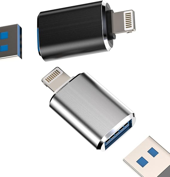 iPhone OTG Adapter Lightning Male to USB Female Dongle(2Pack)for 14 13 11 12 Pro Max Xr X Xs 8 7 Se Plus for iPad Air Camera Card Reader USB Flash Drive Mouse Keyboard Hub MIDI Piano Converter U Disk