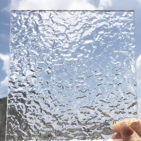 Set of 2 Clear Acrylic Sheets Stone Texture,1/8'' Thickness Plexiglass Wave Ripple Sheet Acrylic Sheet for DIY Craft Projects,Signs, Display Cases (12" x 16")