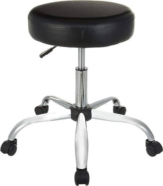 Amazon Basics Drafting Spa Bar Stool with Wheels, Height Adjustable Swivel Seat, Easy to Move, Black, 22.05" x 22.83" x 19.88"